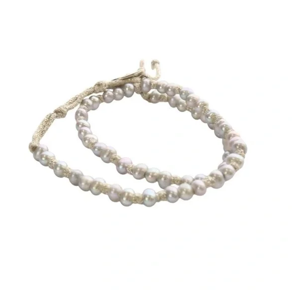 Chan Luu soft grey pearl metallic cord naked wrap adjustable bracelet - Picture 12 of 13